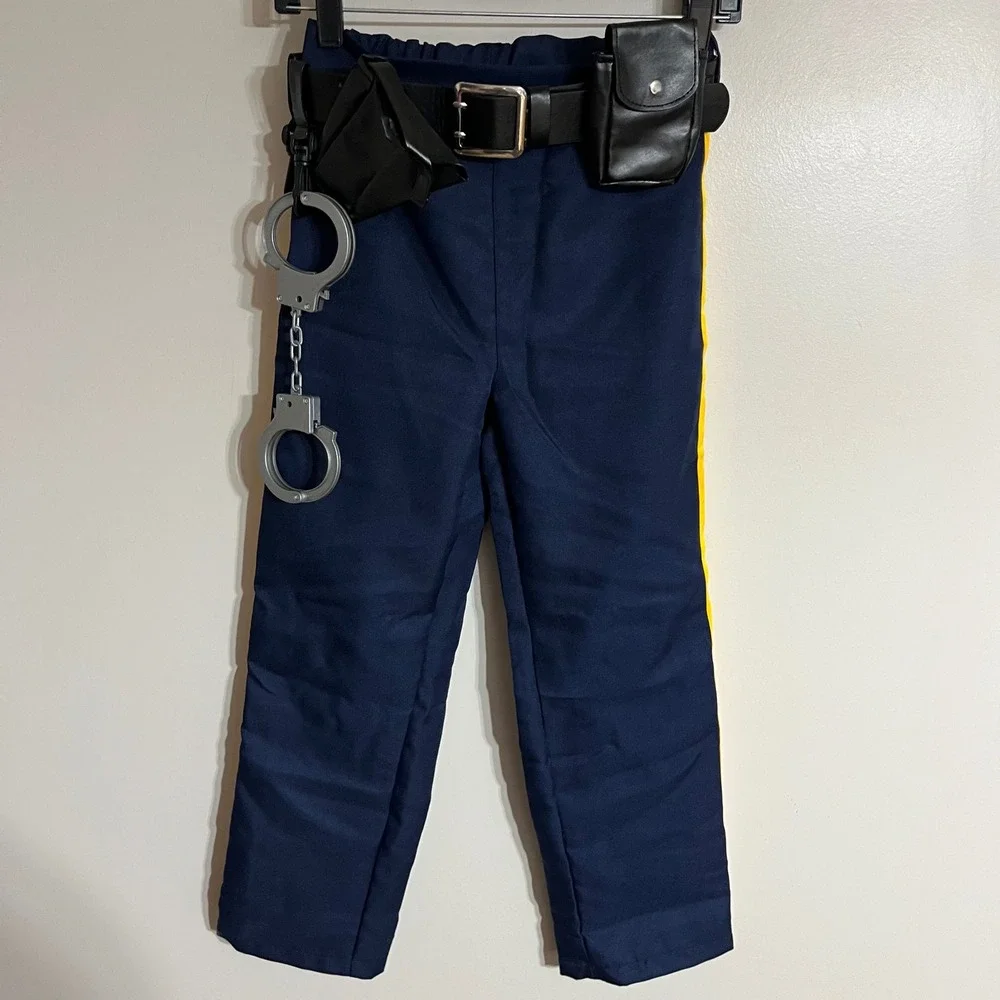 Spirit Halloween Deluxe Police Officer Costume Kids Large 12-14 Navy Blue Set - Picture 5 of 8